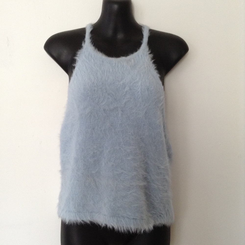 Kendall & Kylie fuzzy baby blue tank• medium